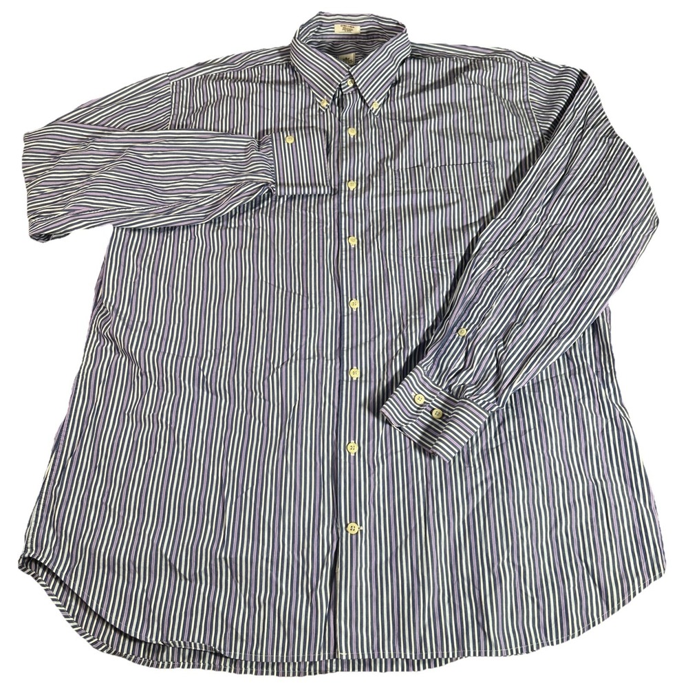 Peter Millar Shirt Men's XL Purple & Blue Striped Long Sleeve Button Down Casual - Picture 2 of 5